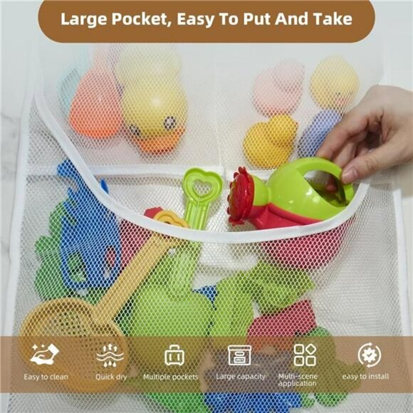 2 Pack Mesh Hanging Shower Caddy Organizer Quick Dry Pockets for Bathroom RV - Picture 4 of 7